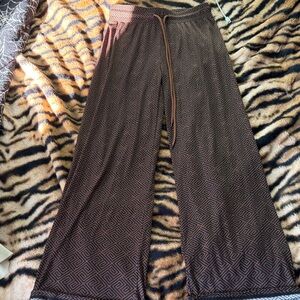 Brown Geometric Patterned Wide-Leg Pants